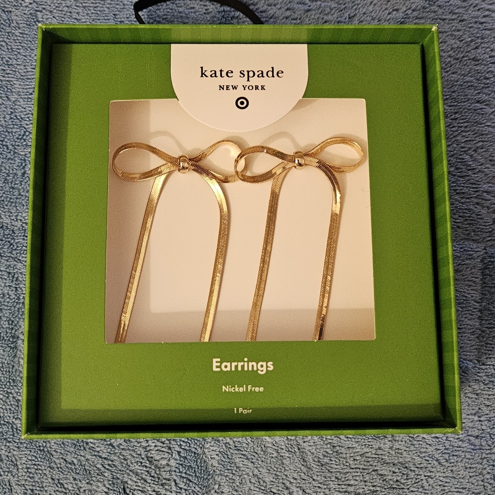 Kate Spade Gold Ribbon Earrings, NIB